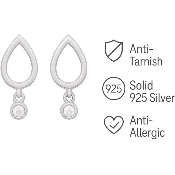 Modern Bar Pearl Hoop Earrings (Silver)