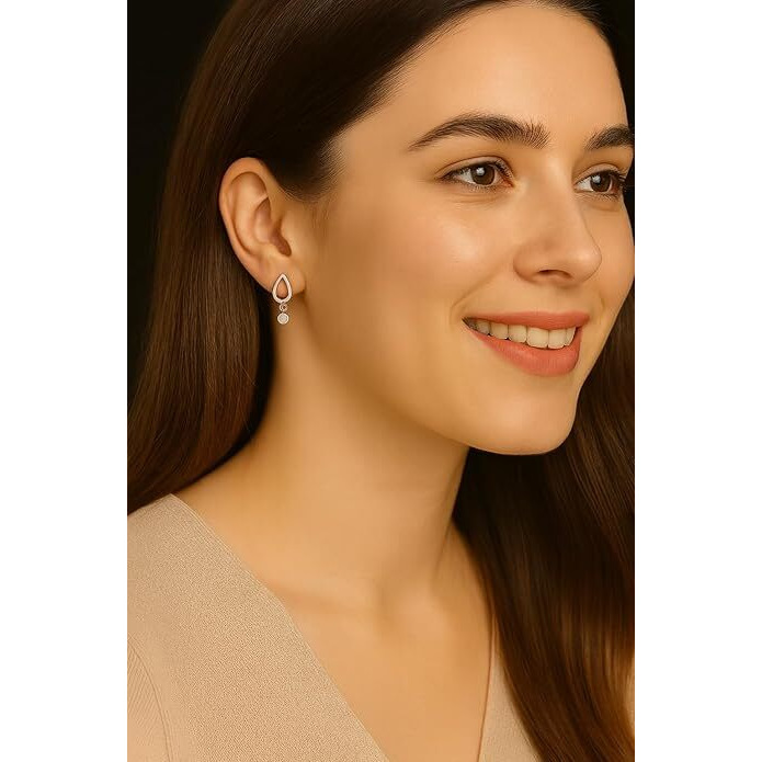 Modern Bar Pearl Hoop Earrings (Silver)
