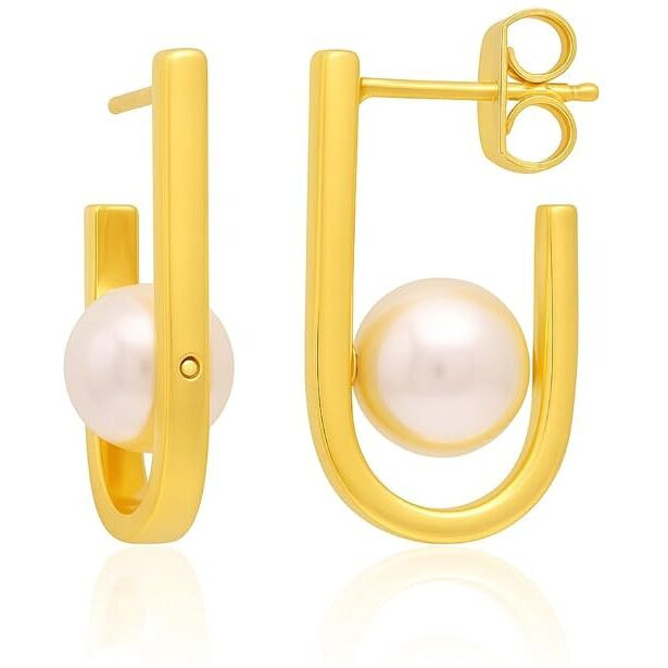 Modern Drop Hoop Earrings - Silver