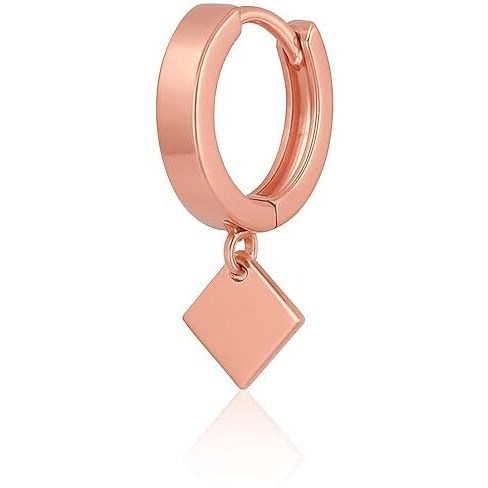 Geometric Square Drop Hoop Earrings - Rose Gold Plated