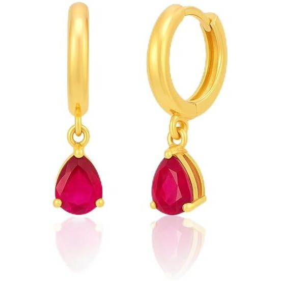 Tear Drop Earrings - Yellow Gold Plated Silver Hoop Earrings for Women