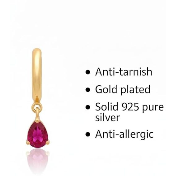 Tear Drop Earrings - Yellow Gold Plated Silver Hoop Earrings for Women