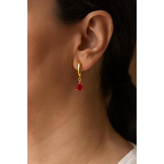 Tear Drop Earrings - Yellow Gold Plated Silver Hoop Earrings for Women