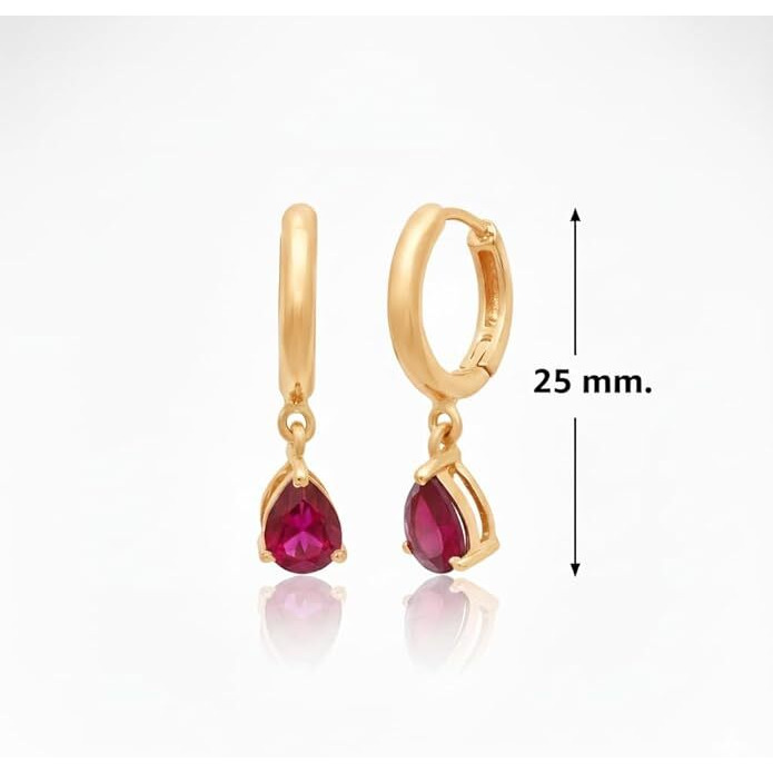 Tear Drop Earrings - Yellow Gold Plated Silver Hoop Earrings for Women