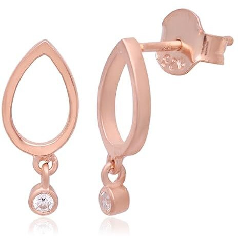 Modern Bar Pearl Hoop Earrings (Rose Gold Plated)