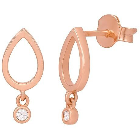 Modern Bar Pearl Hoop Earrings (Rose Gold Plated)