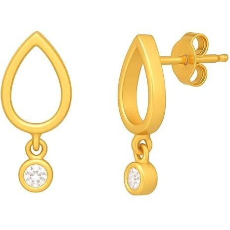 Modern Bar Pearl Hoop Earrings (Yellow Gold Plated)