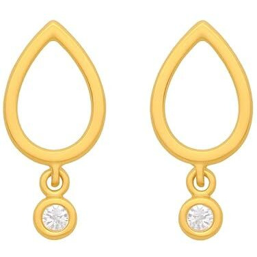 Modern Bar Pearl Hoop Earrings (Yellow Gold Plated)
