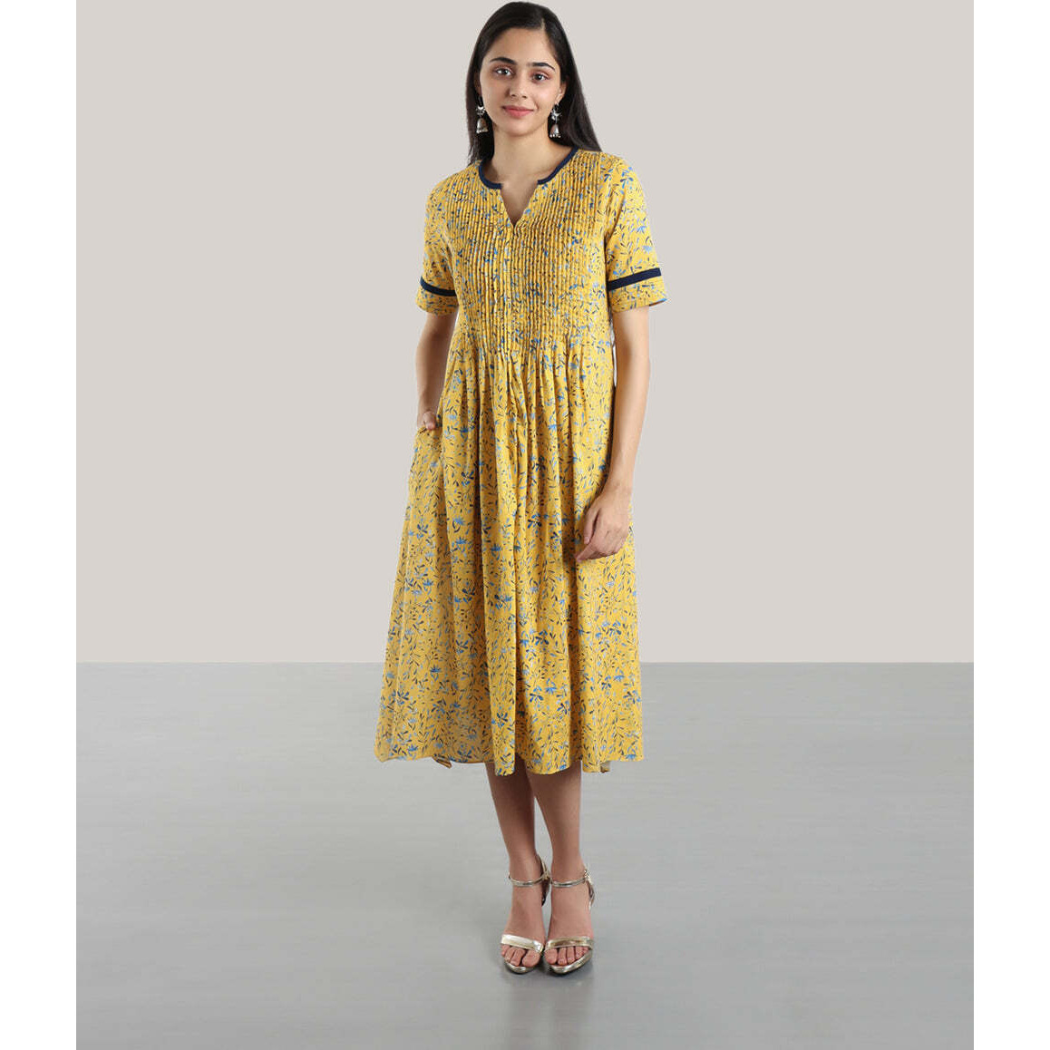 DITSY FOLK DRESS (YELLOW) XS