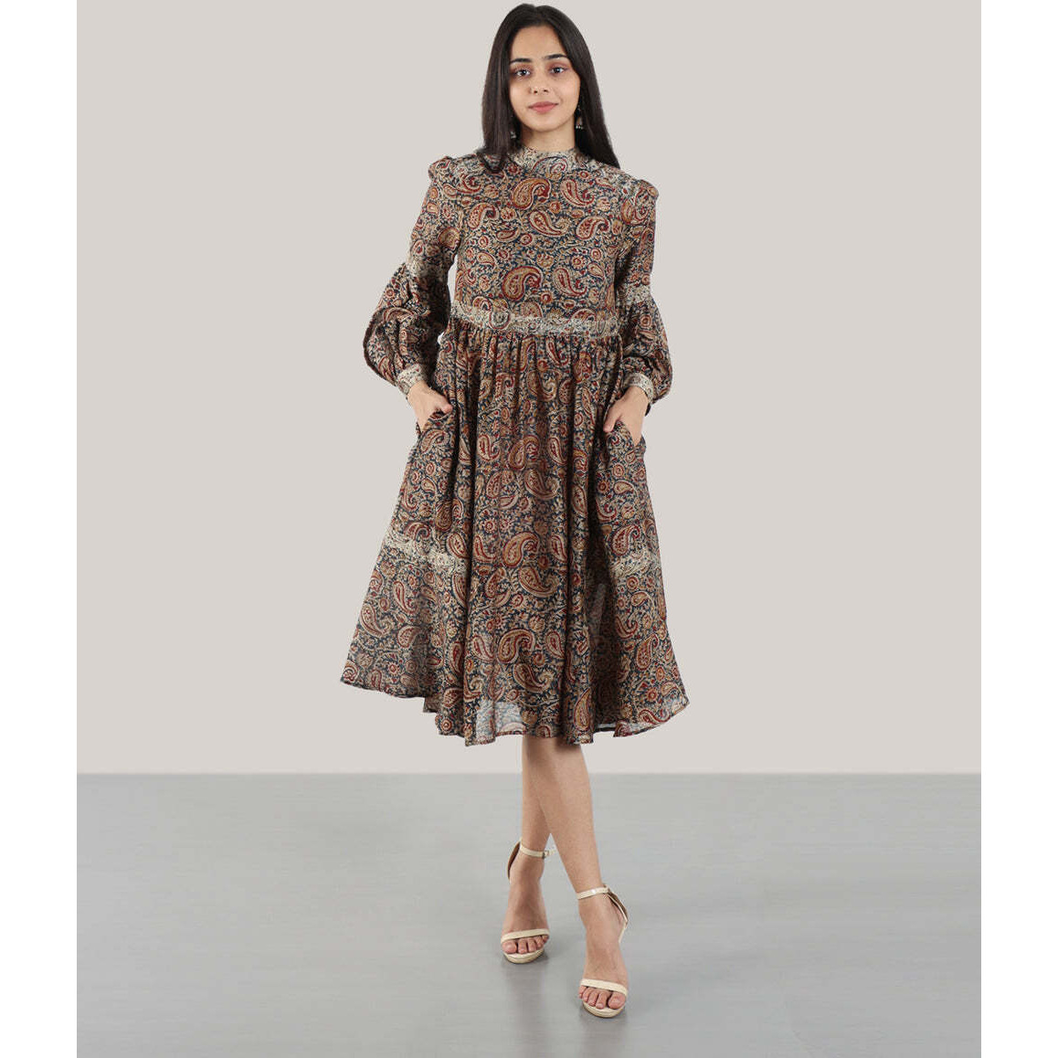 KALAMKARI IRISH MIDNIGHGT DRESS L