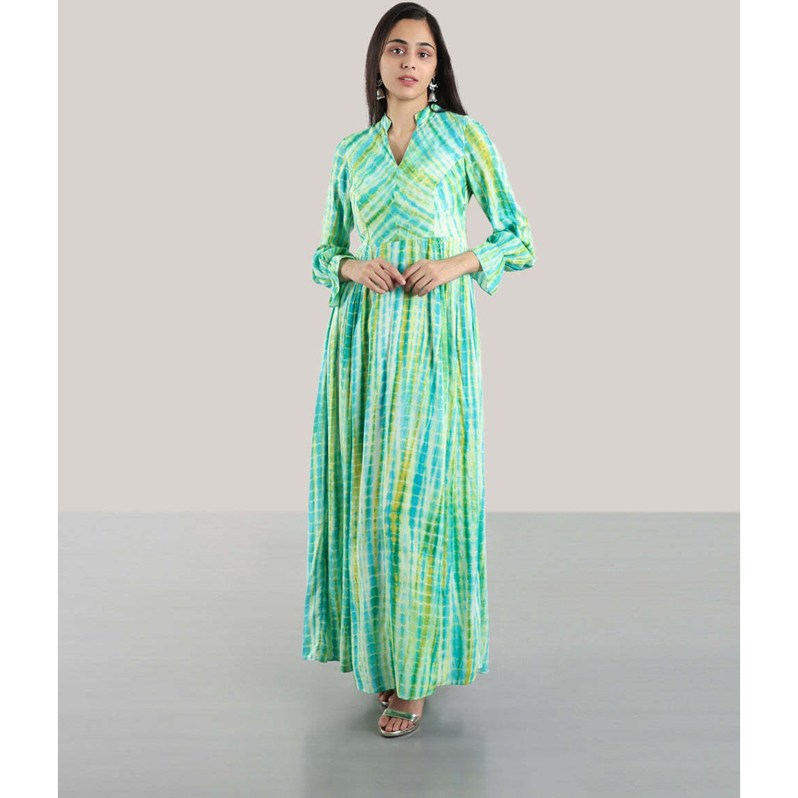 TIE N DYE FOX TROT DRESS(GREEN) XS