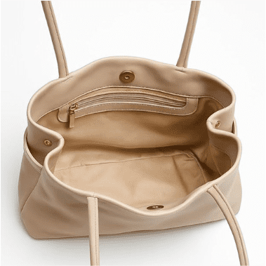Womens Premium Vegan Leather Shoulder Tote Bag | Slim & Elegant Everyday Handbag with Belt Detail | Lightweight, Spacious & Durable | Cream