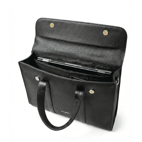 Unisex Premium Vegan Leather Structured Office Tote | 14-inch Laptop Bag for Men & Women | Lightweight Work Handbag with Organiser | Black