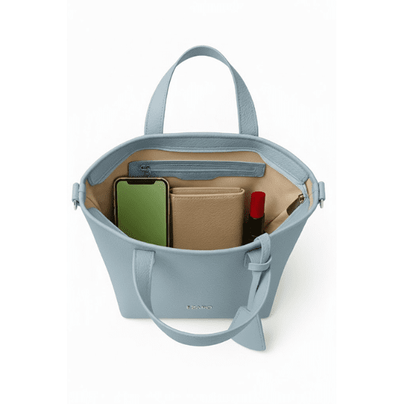 Mini Tote Bag - Premium Vegan Leather | Stylish Shoulder &amp Handbag | Italian-Inspired Design | SkyBlue