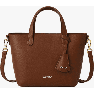 Mini Tote Bag - Premium Vegan Leather | Stylish Shoulder &amp Handbag | Italian-Inspired Design | MocaBrown