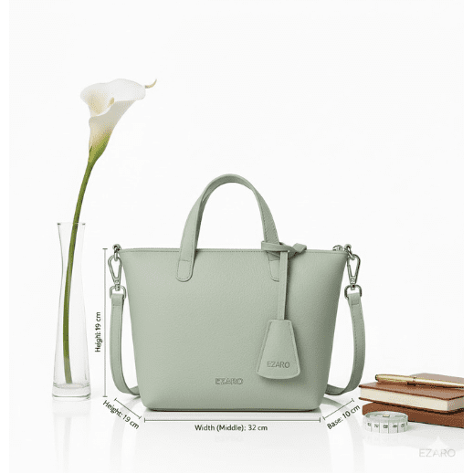 Mini Tote Bag - Premium Vegan Leather | Stylish Shoulder &amp Handbag | Italian-Inspired Design | MintGreen