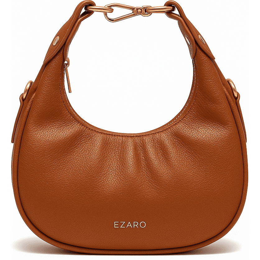 Luna Hobo  Minimalist Vegan Leather Shoulder Bag - Italian-Inspired Crossbody with Gold Accent (Beige/Black/Tan Brown)