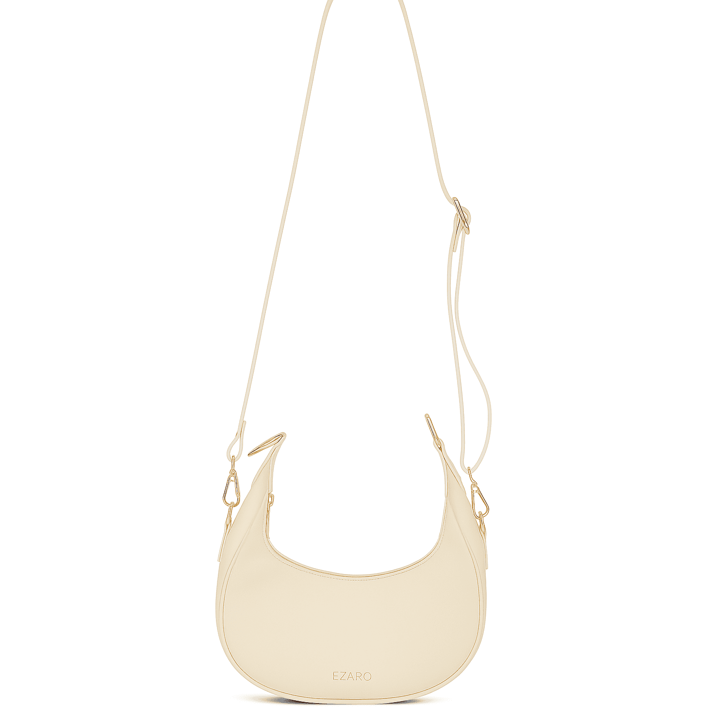Luna Hobo  Minimalist Vegan Leather Shoulder Bag - Italian-Inspired Crossbody with Gold Accent (Beige)