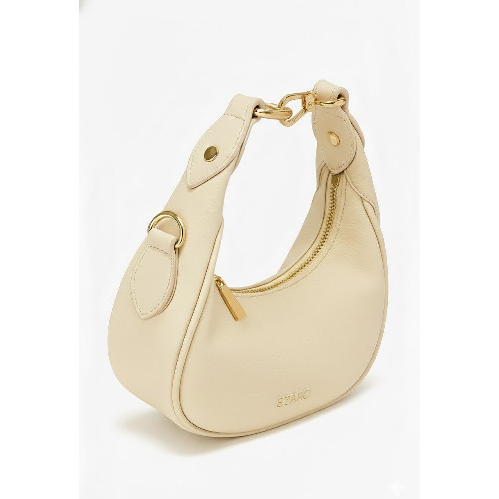 Luna Hobo  Minimalist Vegan Leather Shoulder Bag - Italian-Inspired Crossbody with Gold Accent (Beige)