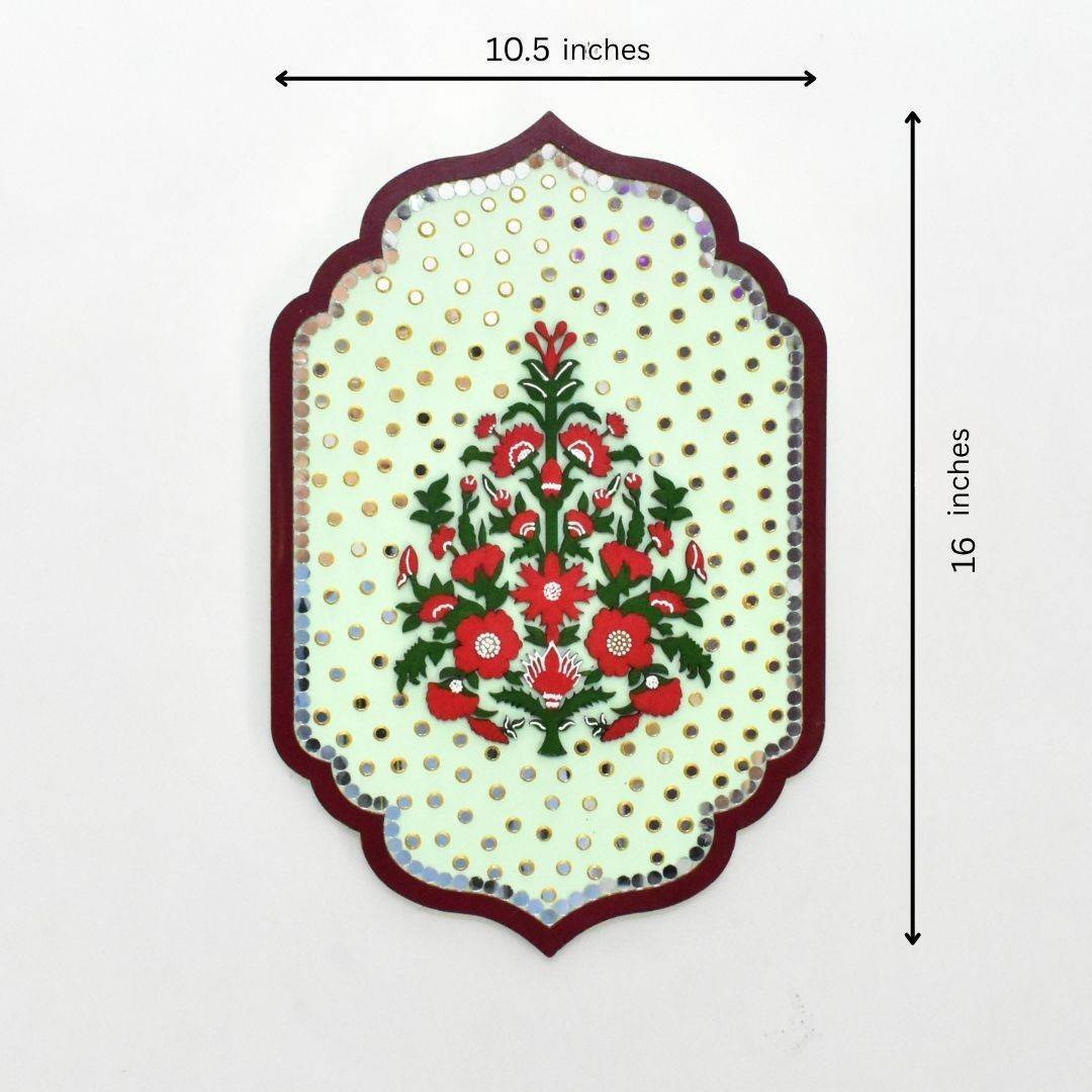 Exquisite Floral Wall Decor with Mirror Accents, Handmade Wooden Plaque