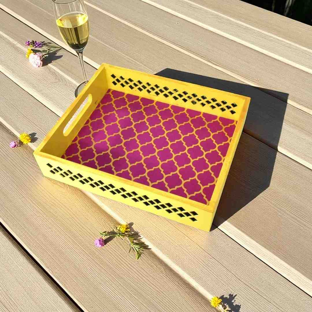 Handmade Mirror Work Tray  Vibrant Resin Art Home Decor Gift