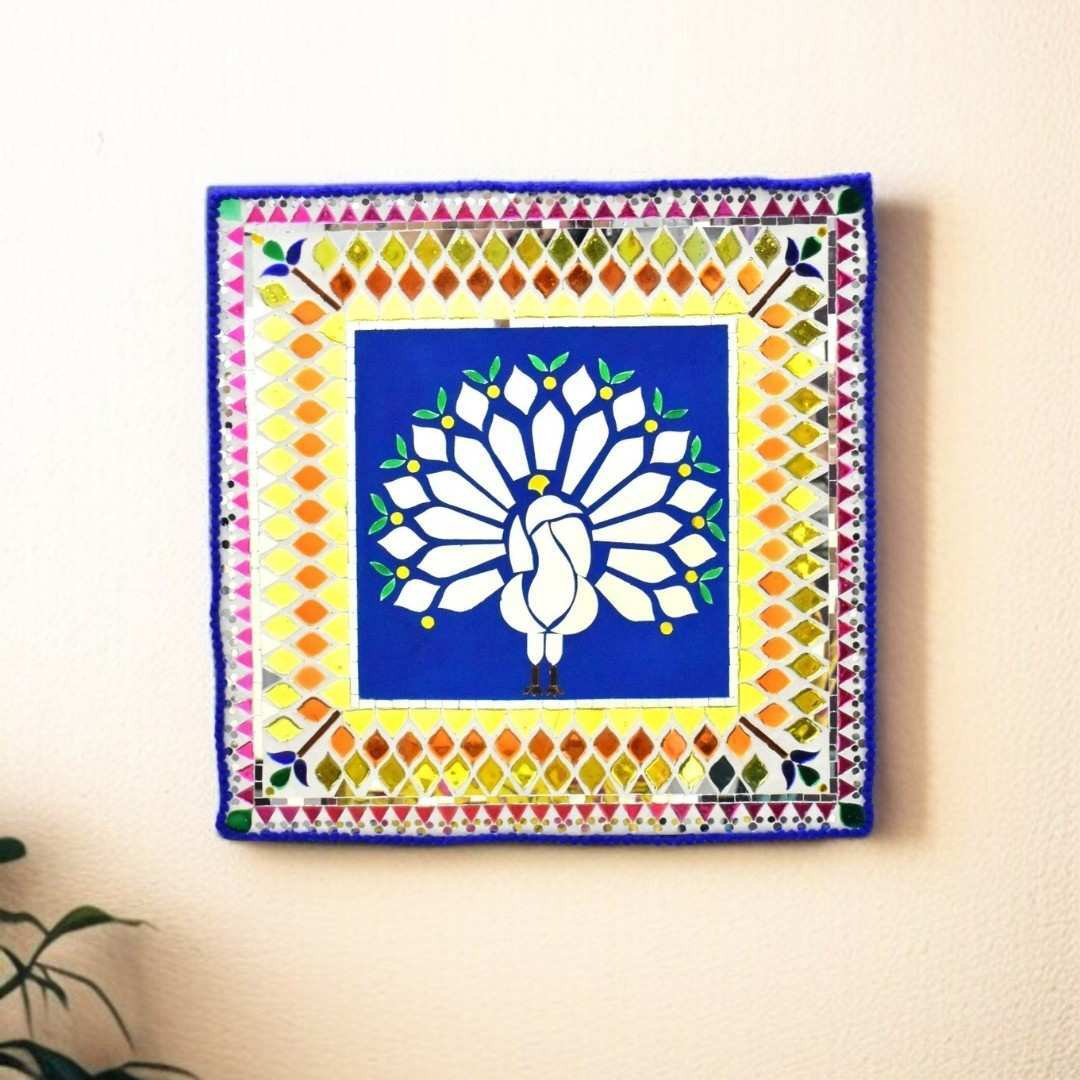 Handcrafted Peacock Mirror Mosaic Wall Art, Christmas and New Year Gift