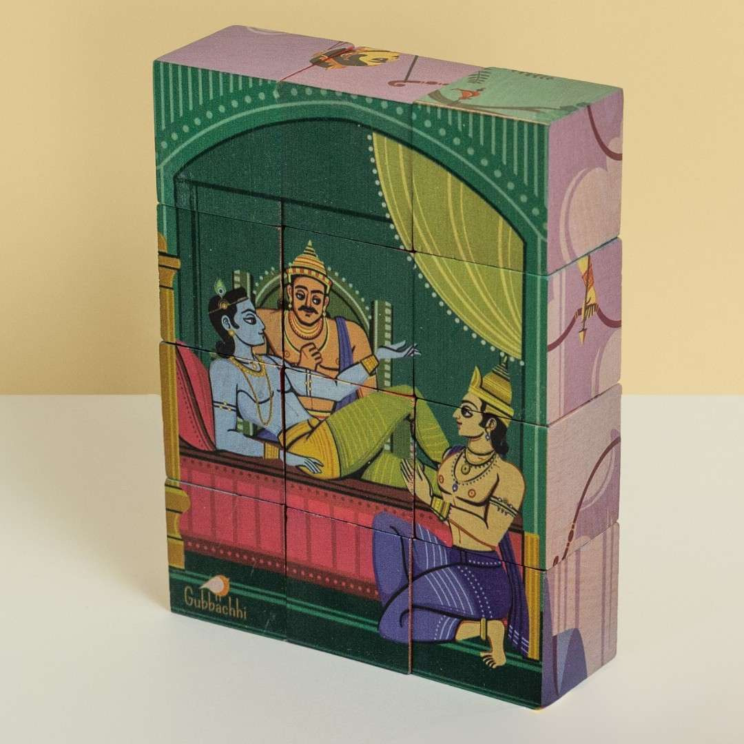 Mahabharata Wooden 6-in-1 Puzzle Set (12 Blocks) 4 - 8 years