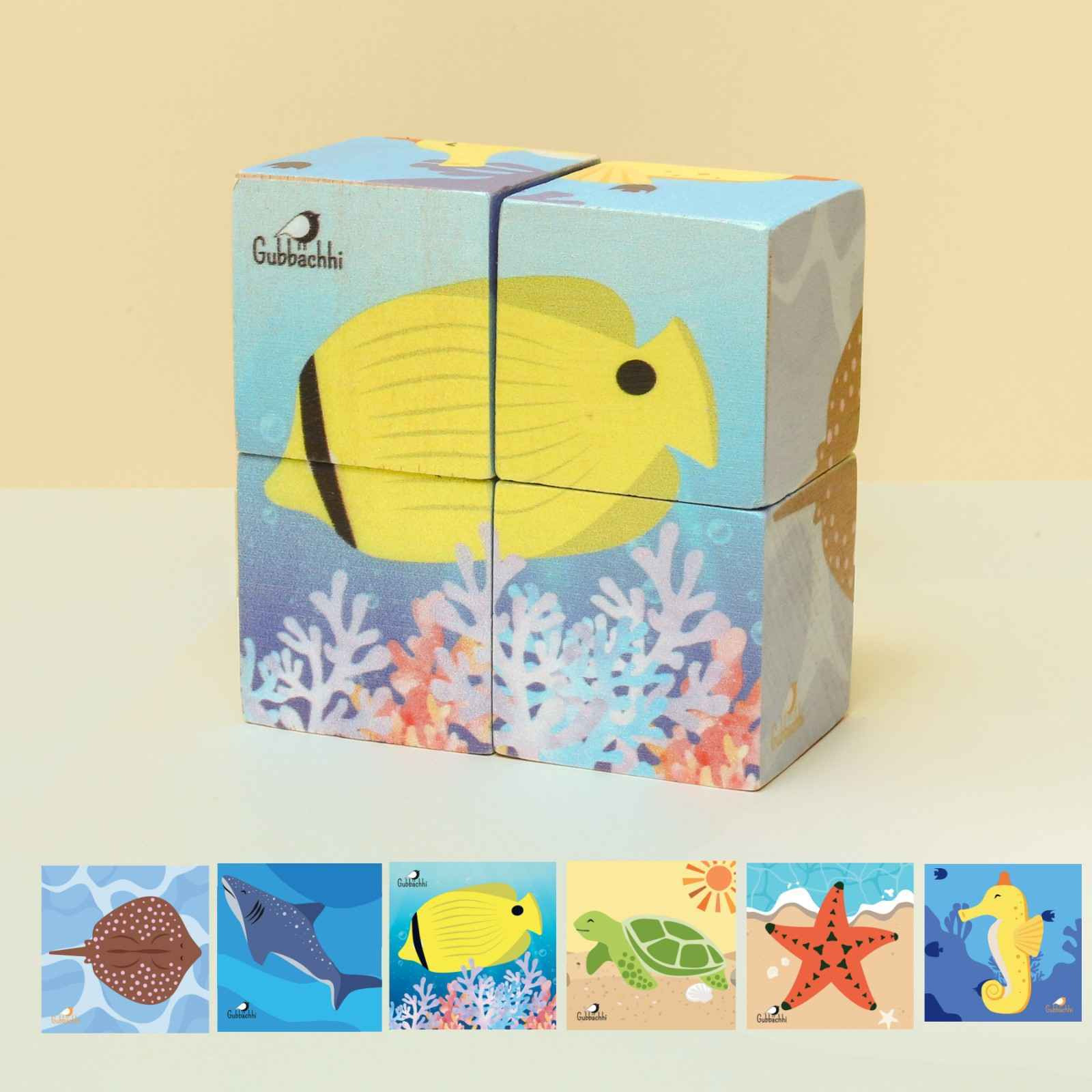 My First Block Puzzles - Sea Wooden 6-in-1 Puzzle Set (4 Blocks) 2 Years to 4 Years