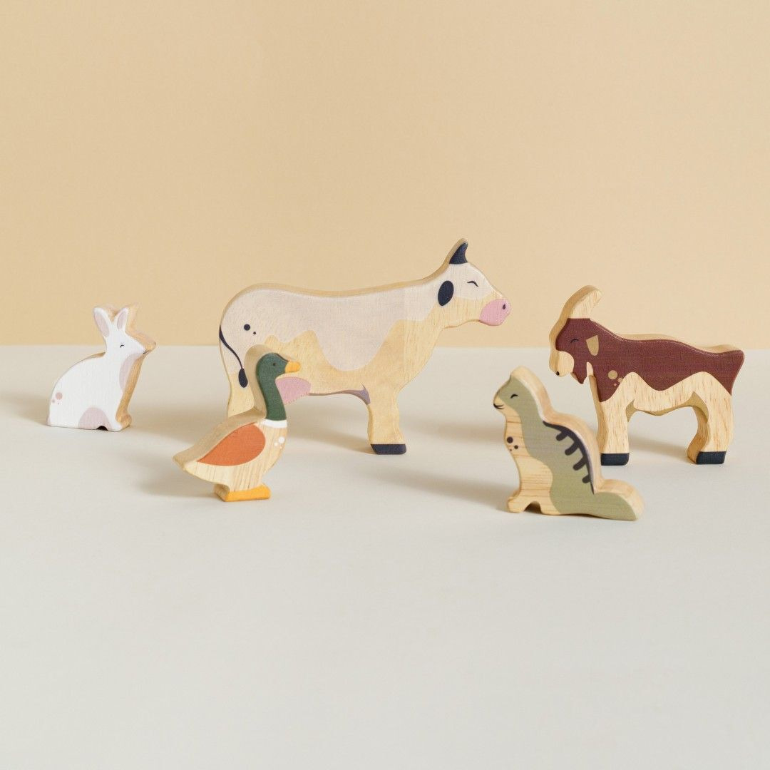 Once Upon A Farm - 5 Animals. Set 2 Wooden Farm Animals 2 Year +