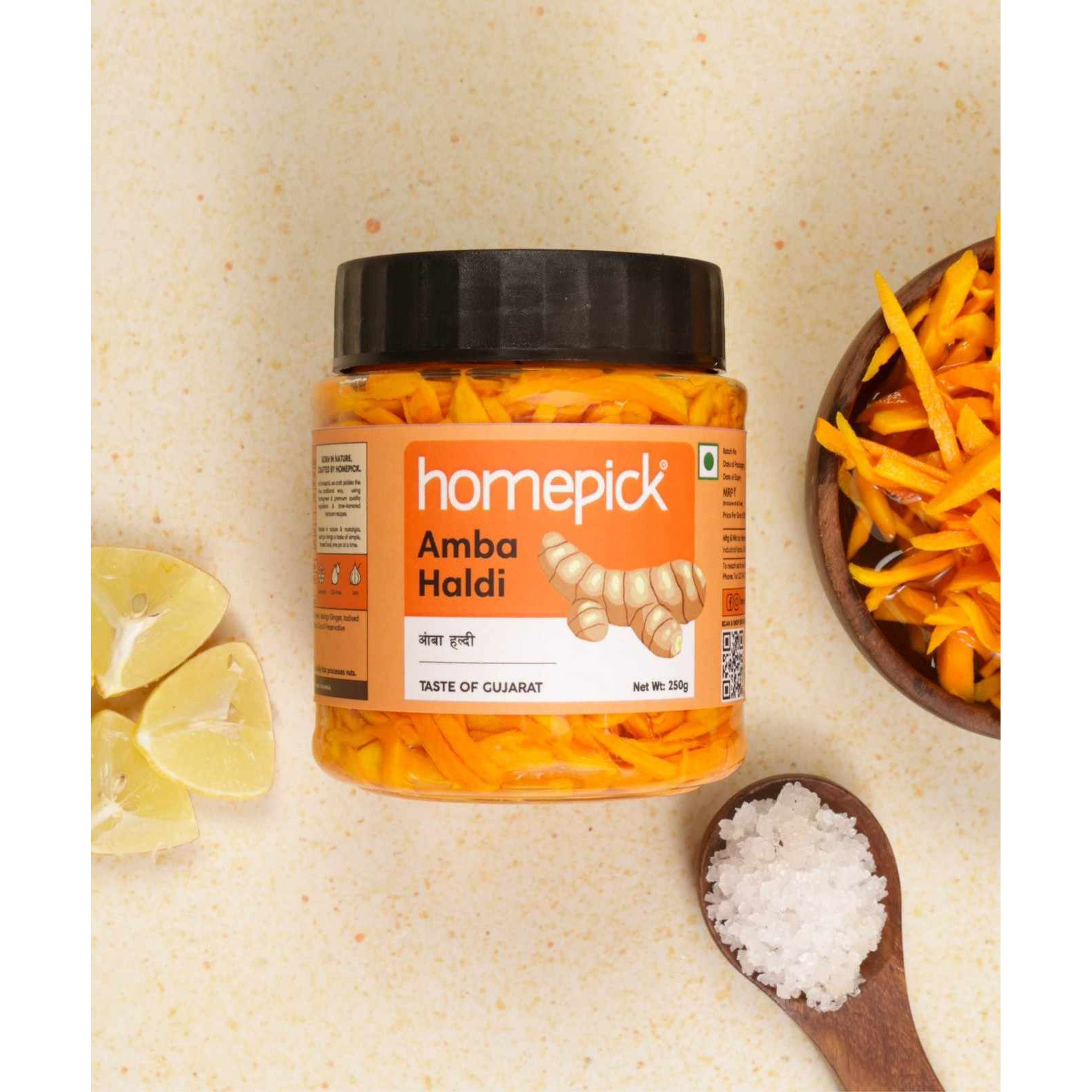 Homepick Amba Haldi 250g - Pickled Turmeric and Mango Ginger Oil free