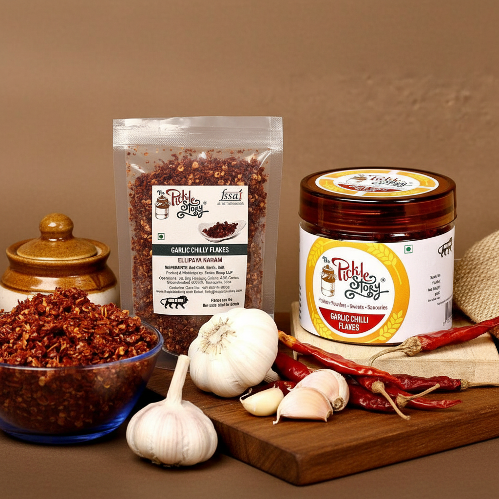 Garlic Chilli Flakes - Spicy Seasoning & Immunity Support - 100 Grams (PET Jar)