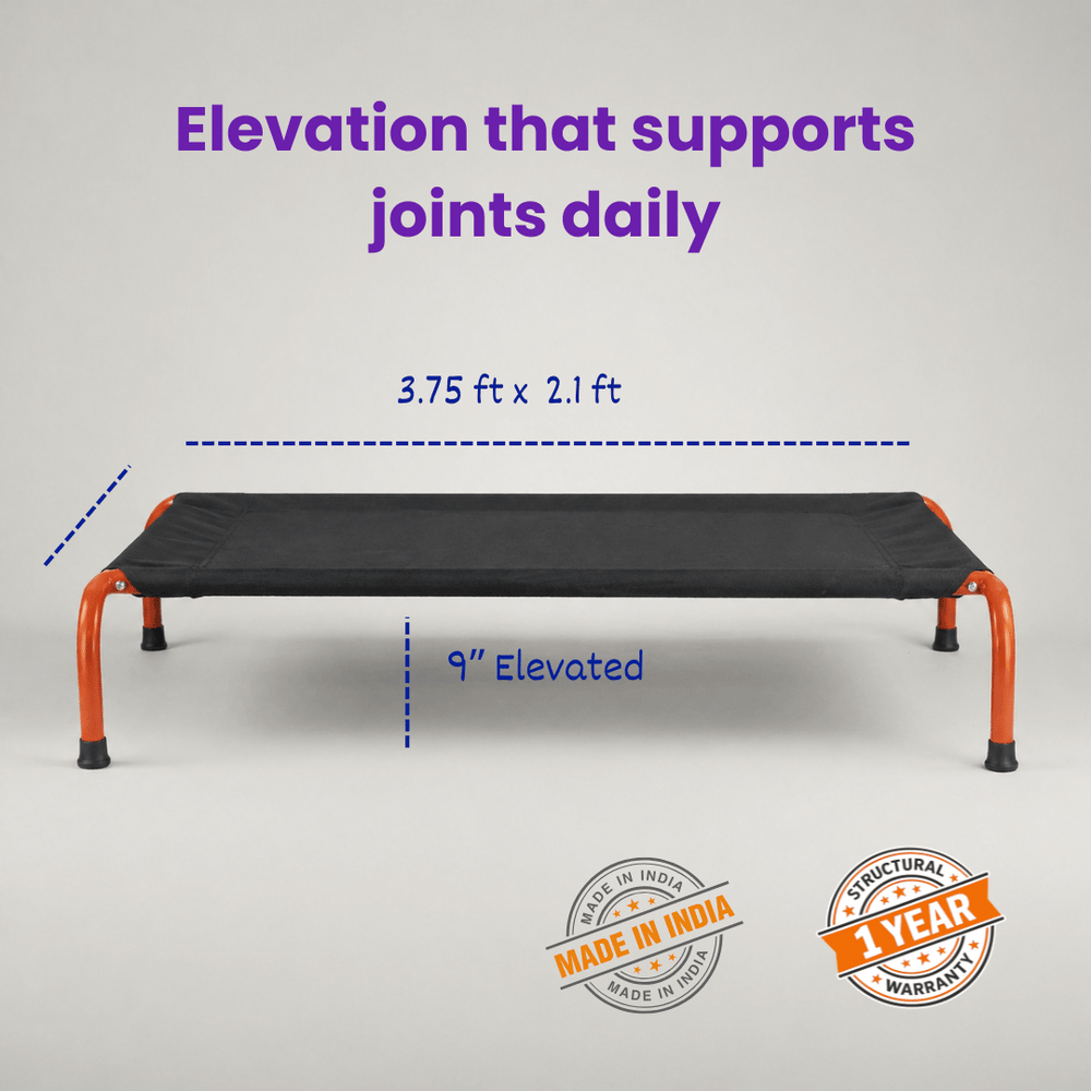 Elevated Dog Bed for Large & Heavy Dogs | Supports up to 100 kg | 45 X 26 X 9 Inches | Indoor & Outdoor Use | Easy Assembly & Travel Friendly