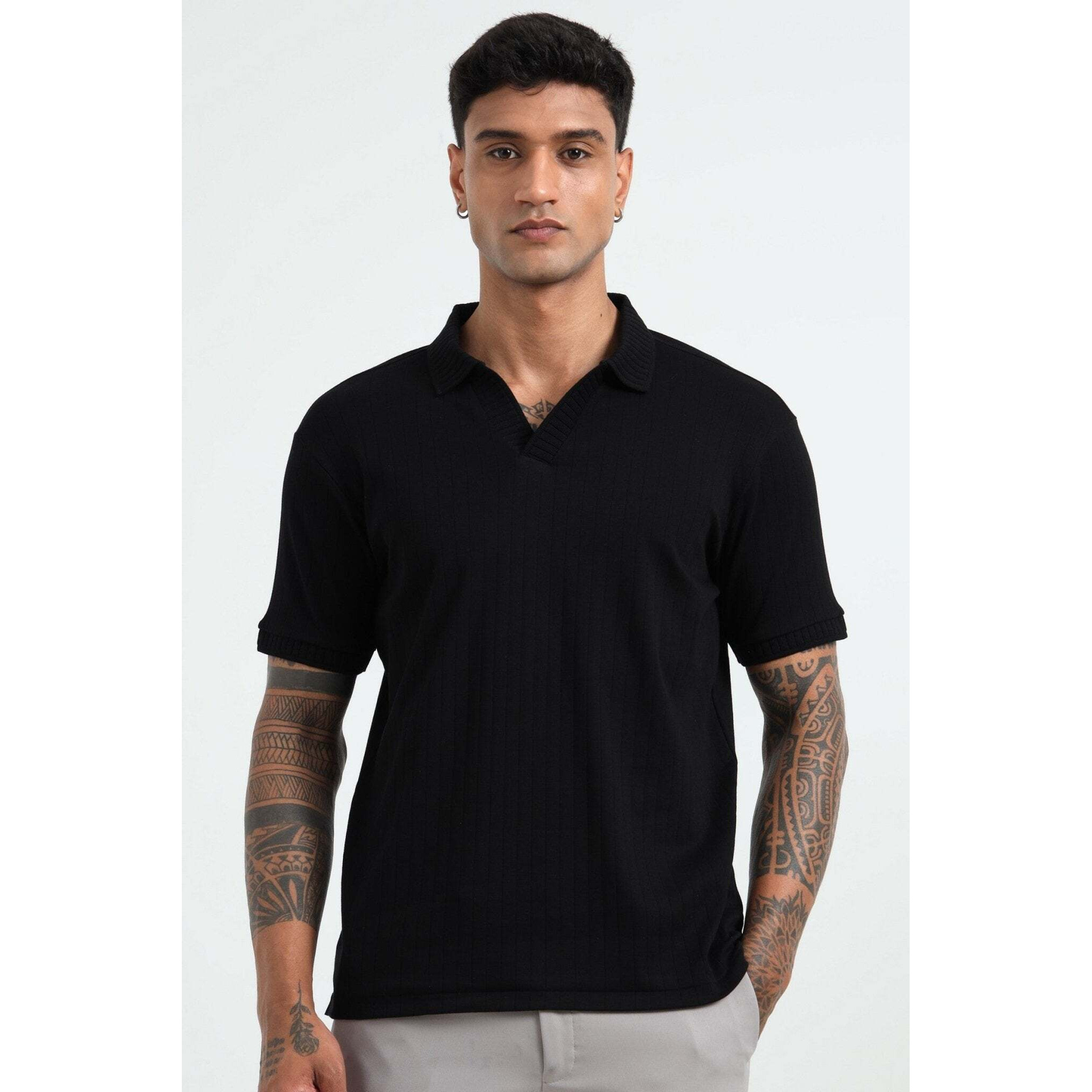 J Collar Exclusive Knitted Polo Shirt for Men