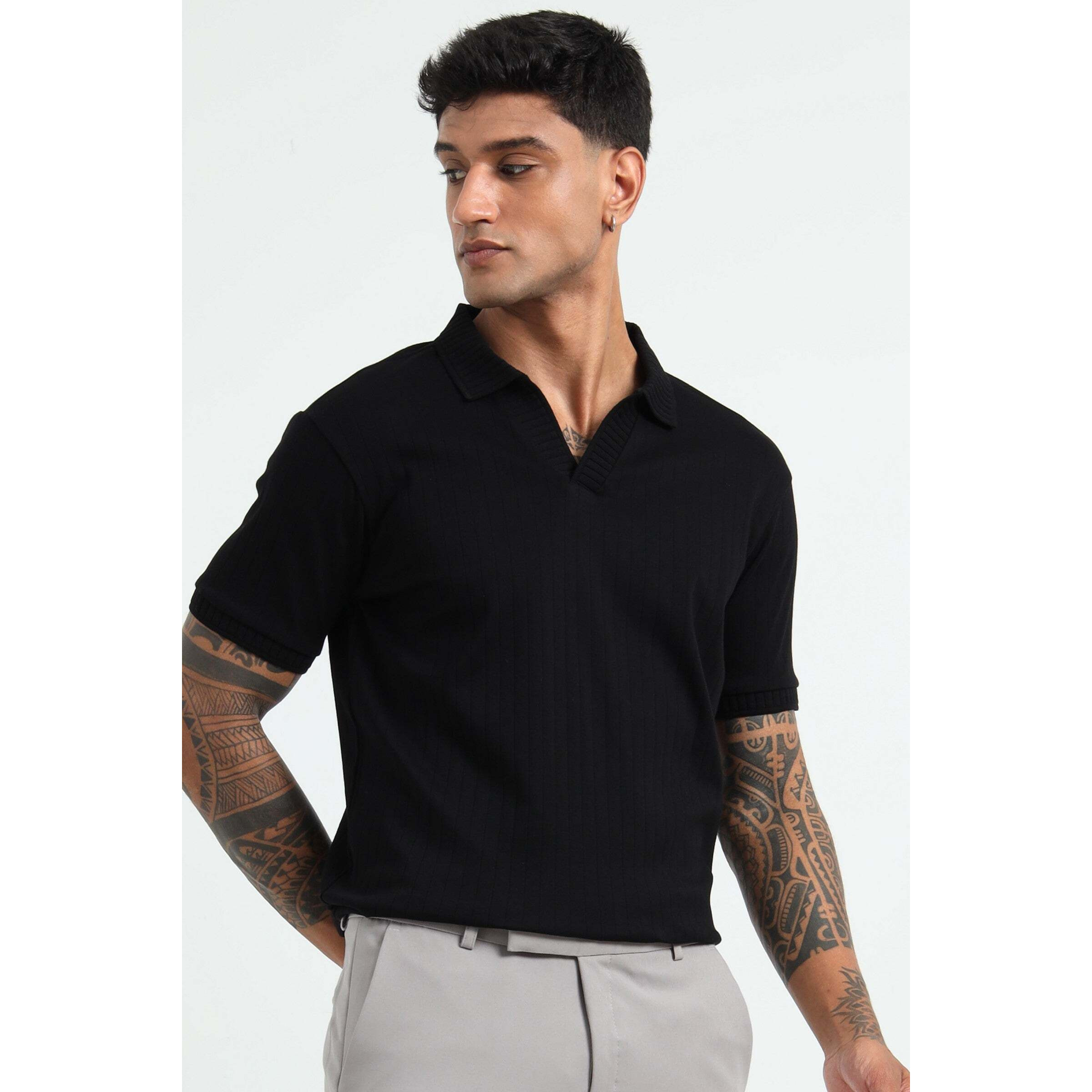 J Collar Exclusive Knitted Polo Shirt for Men