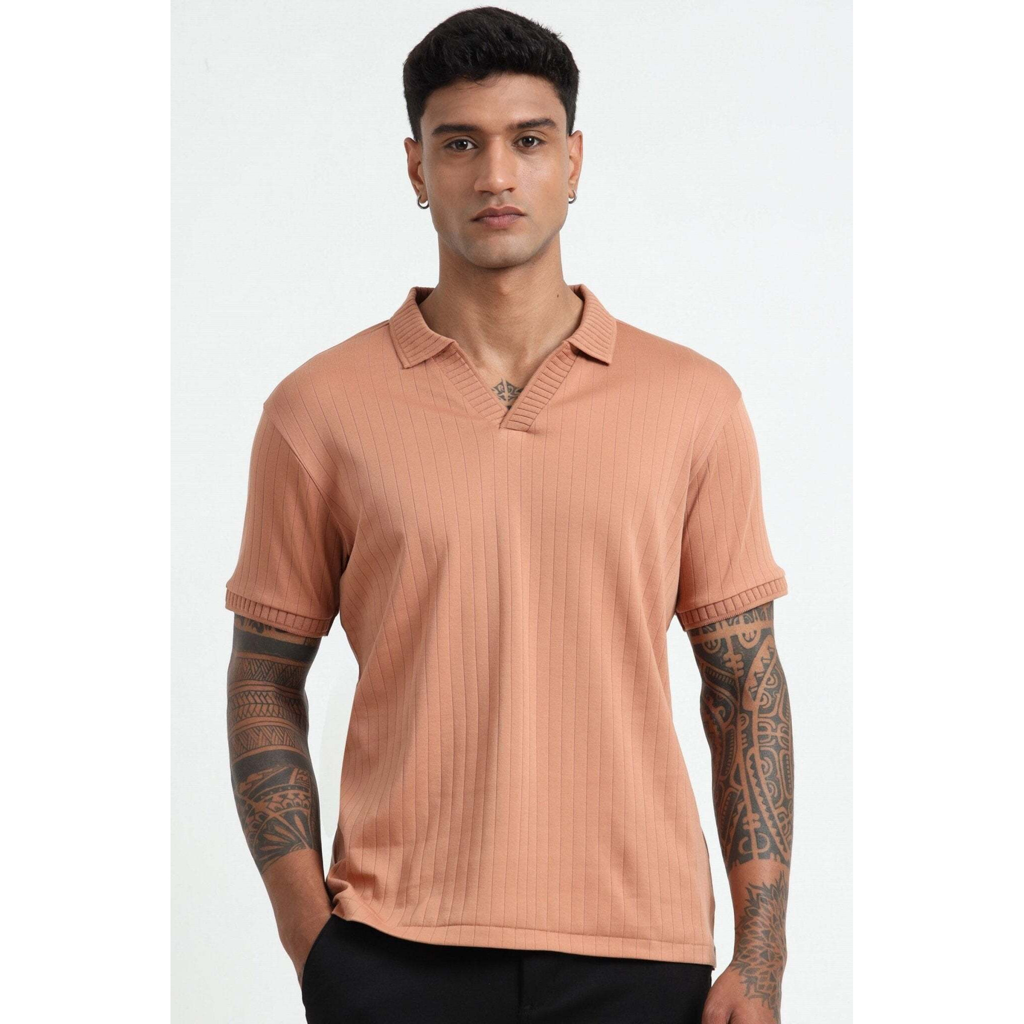 J Collar Exclusive Knitted Polo Shirt for Men