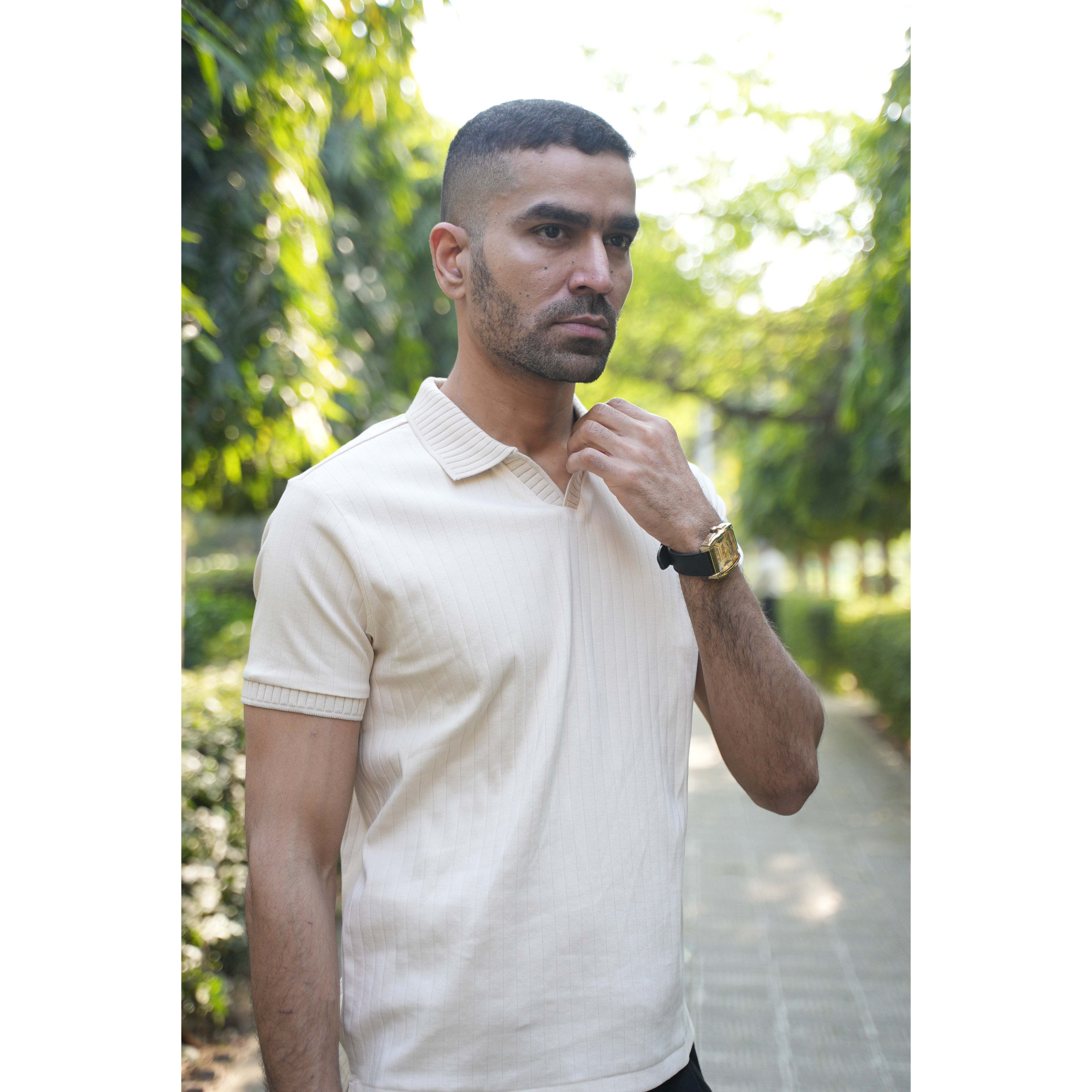J Collar Exclusive Knitted Polo Shirt for Men