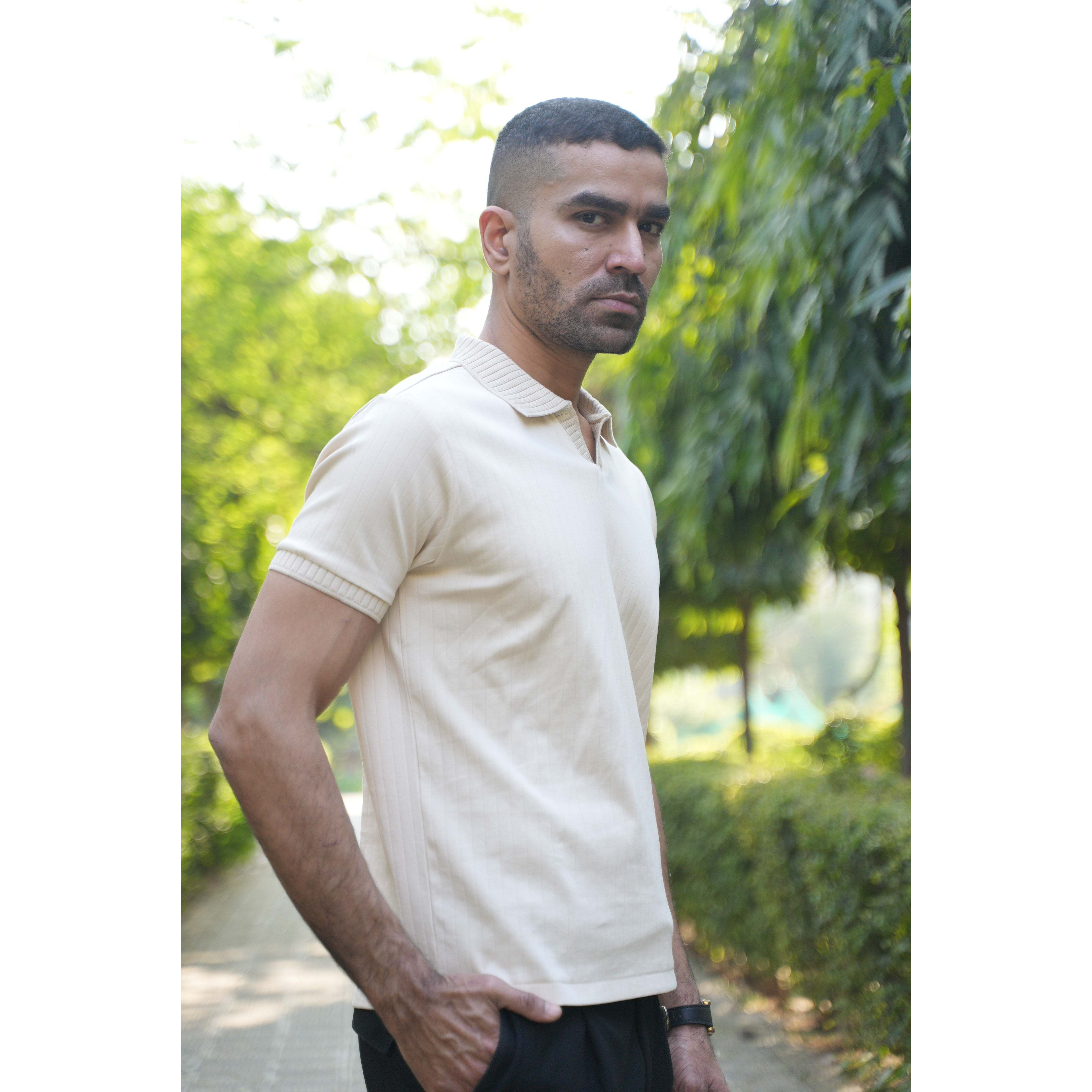 J Collar Exclusive Knitted Polo Shirt for Men