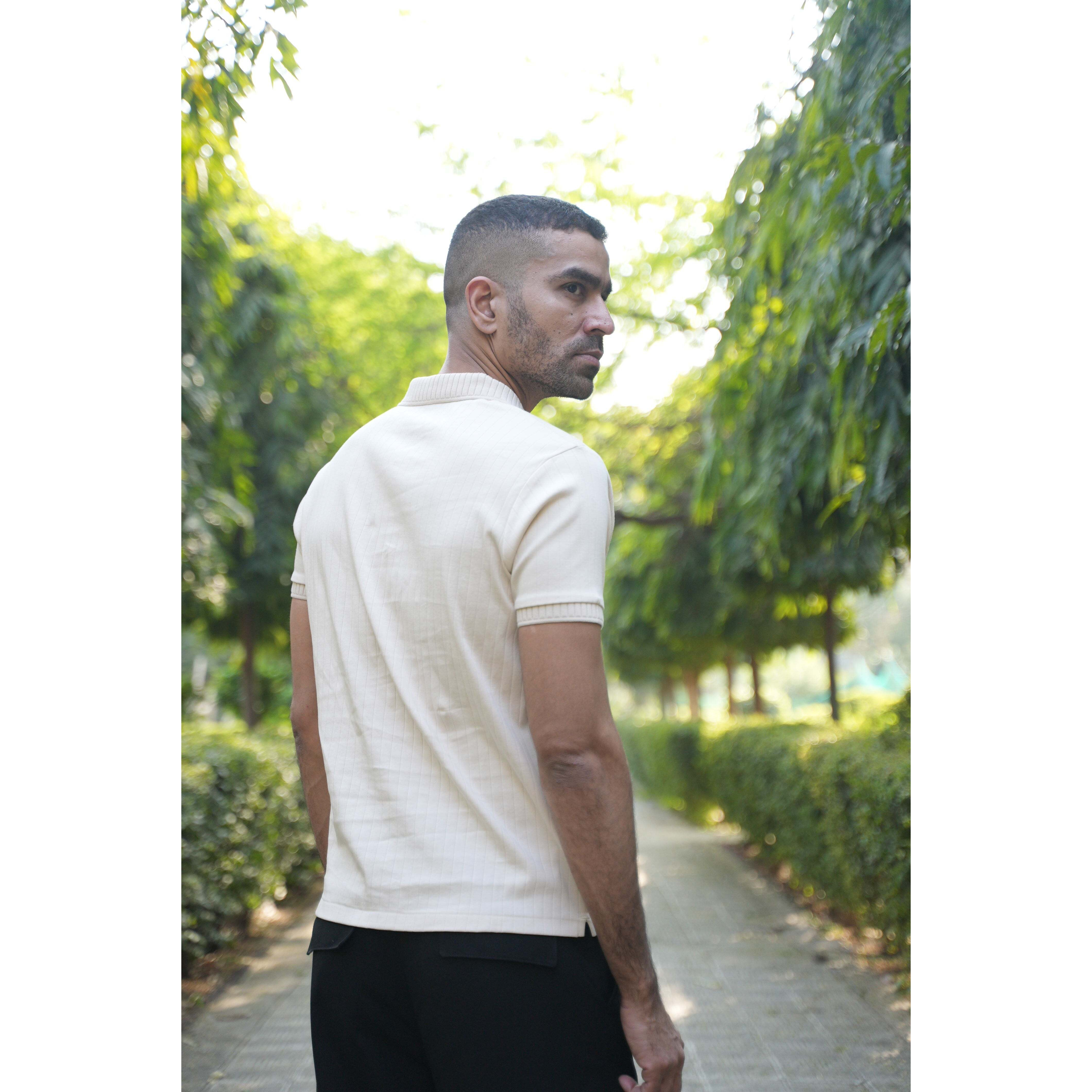 J Collar Exclusive Knitted Polo Shirt for Men