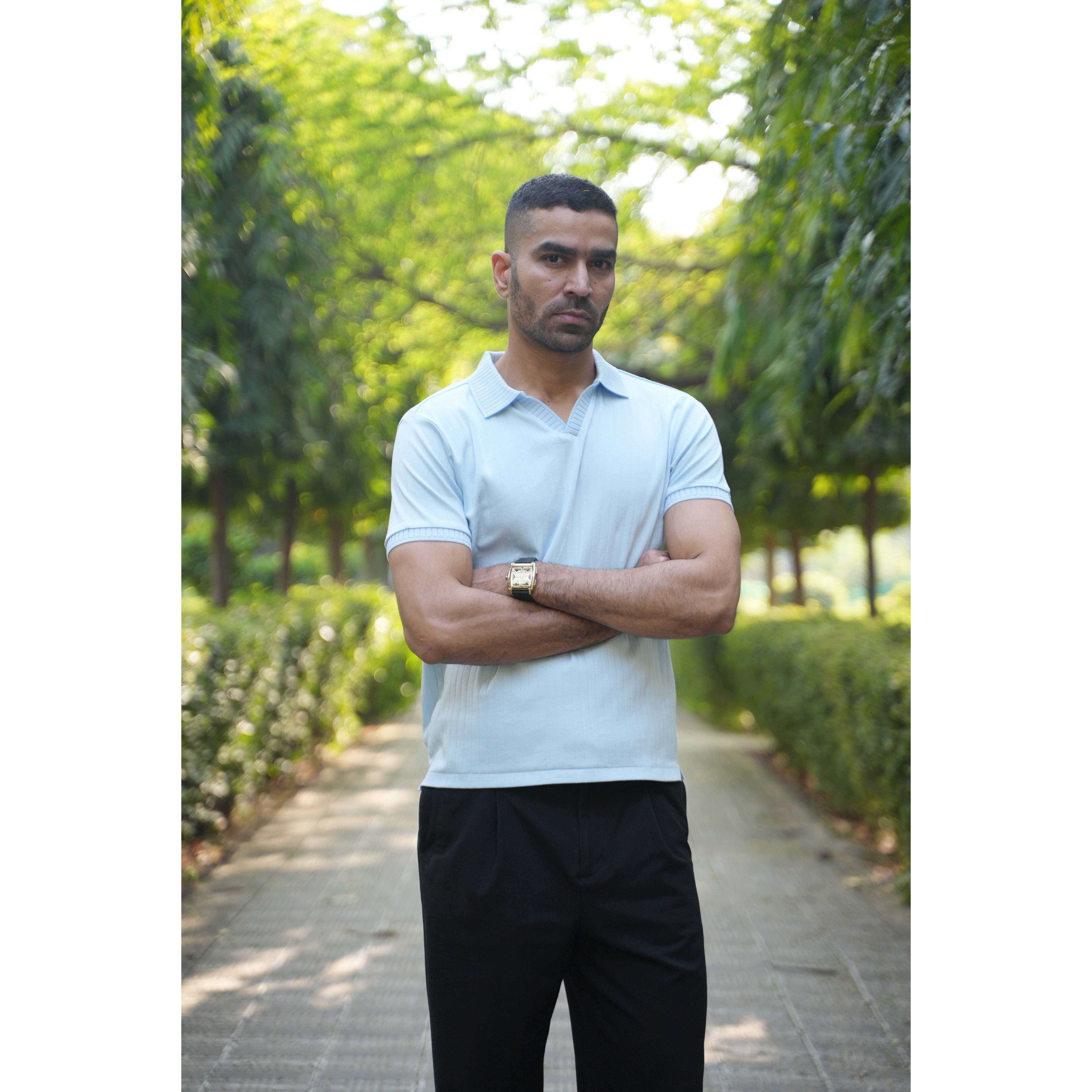 J Collar Exclusive Knitted Polo Shirt for Men
