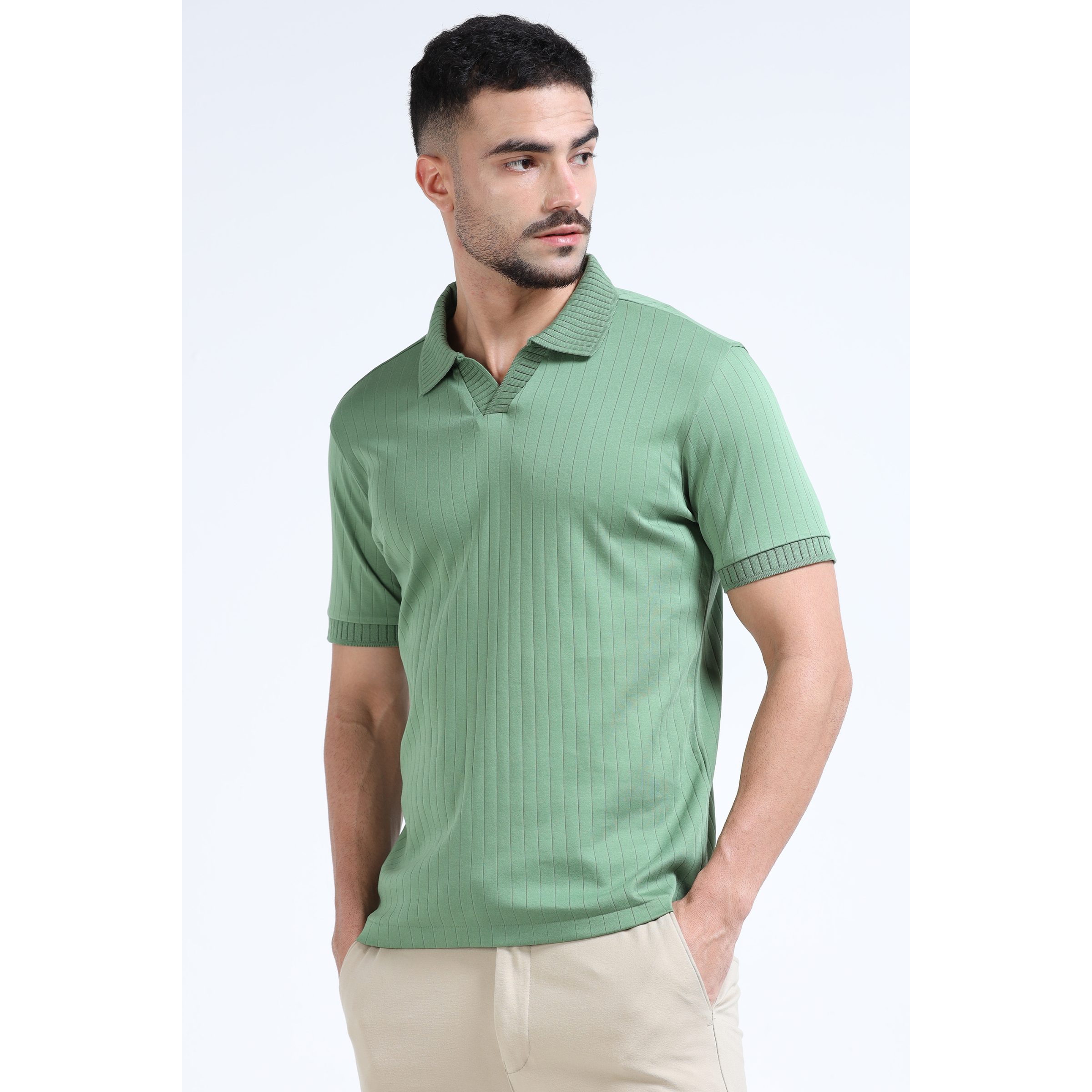 J Collar Exclusive Knitted Polo Shirt for Men
