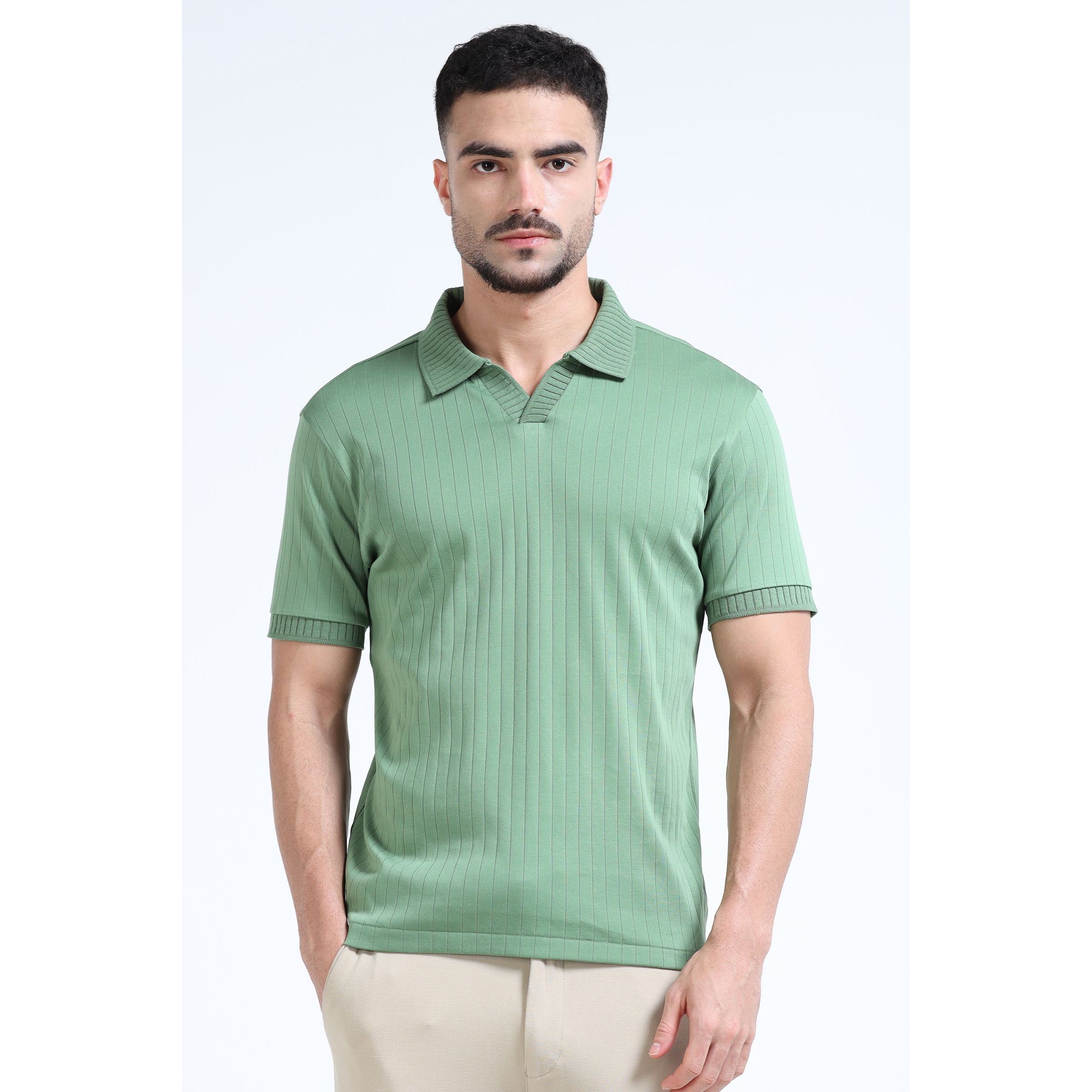 J Collar Exclusive Knitted Polo Shirt for Men