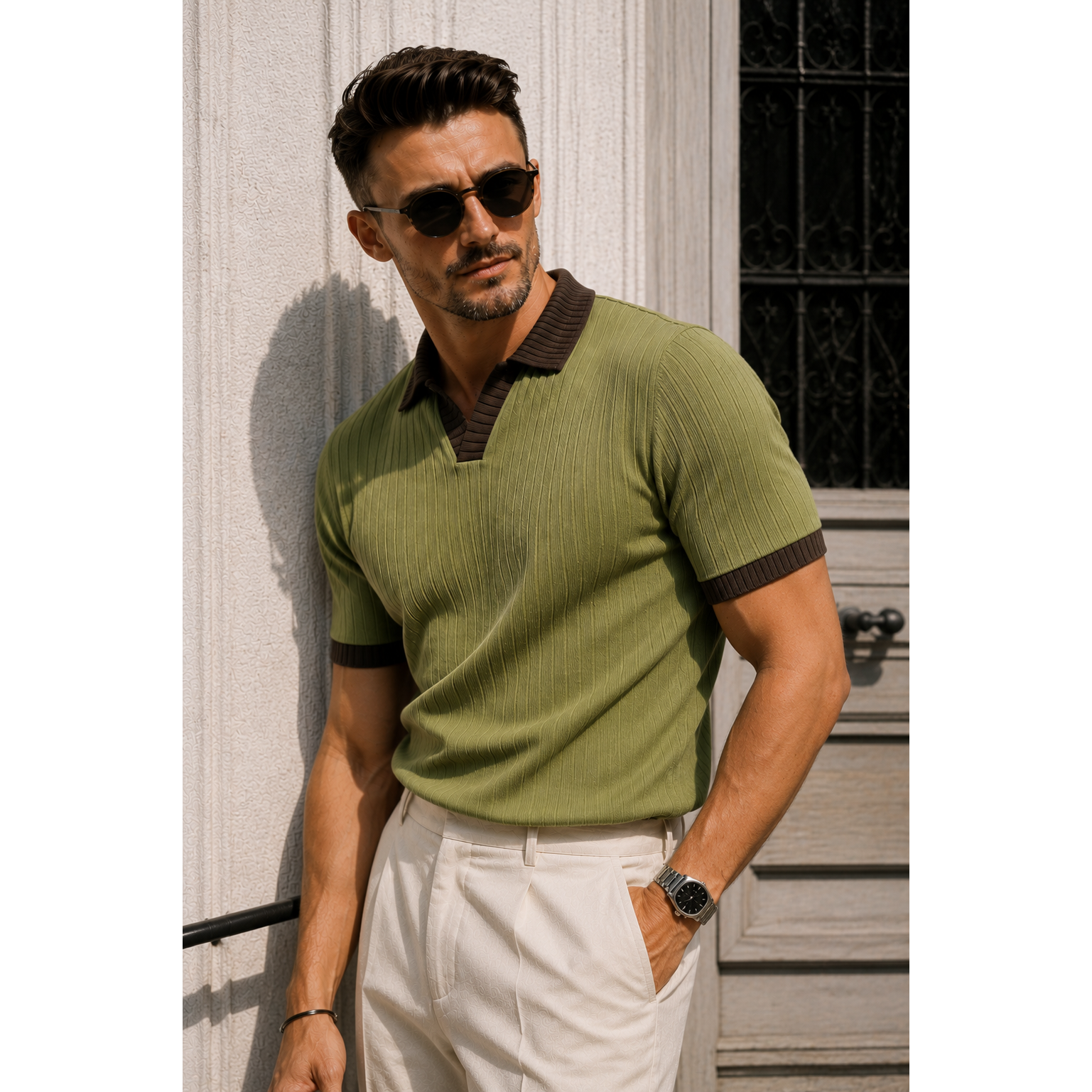 J Collar Exclusive Knitted Polo Shirt for Men