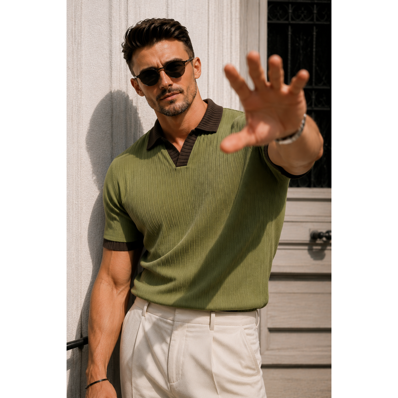 J Collar Exclusive Knitted Polo Shirt for Men