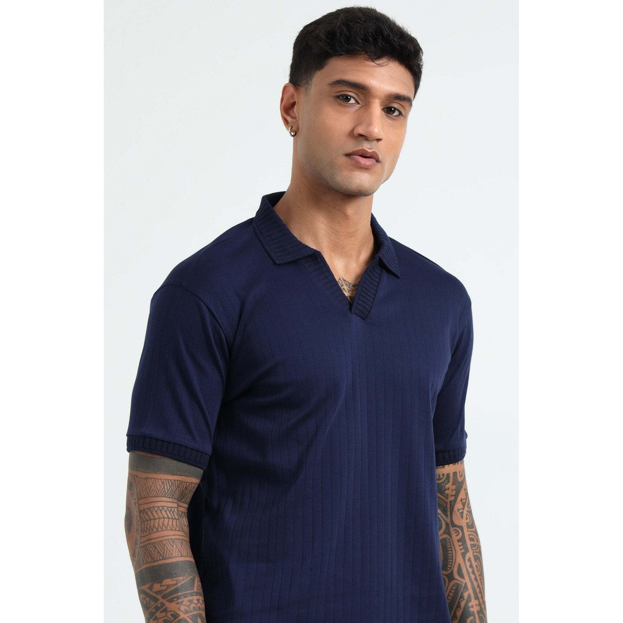 J Collar Exclusive Knitted Polo Shirt for Men