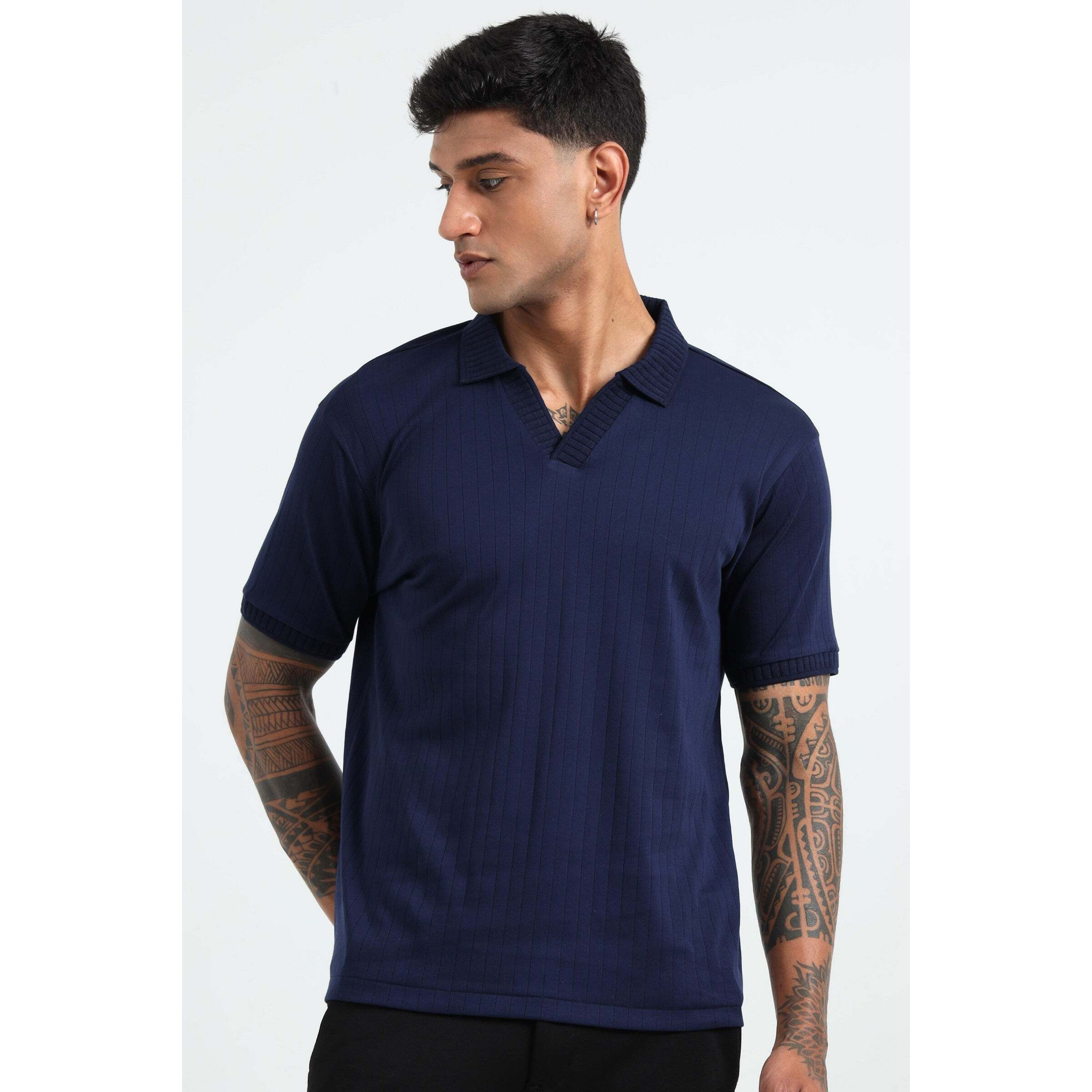 J Collar Exclusive Knitted Polo Shirt for Men