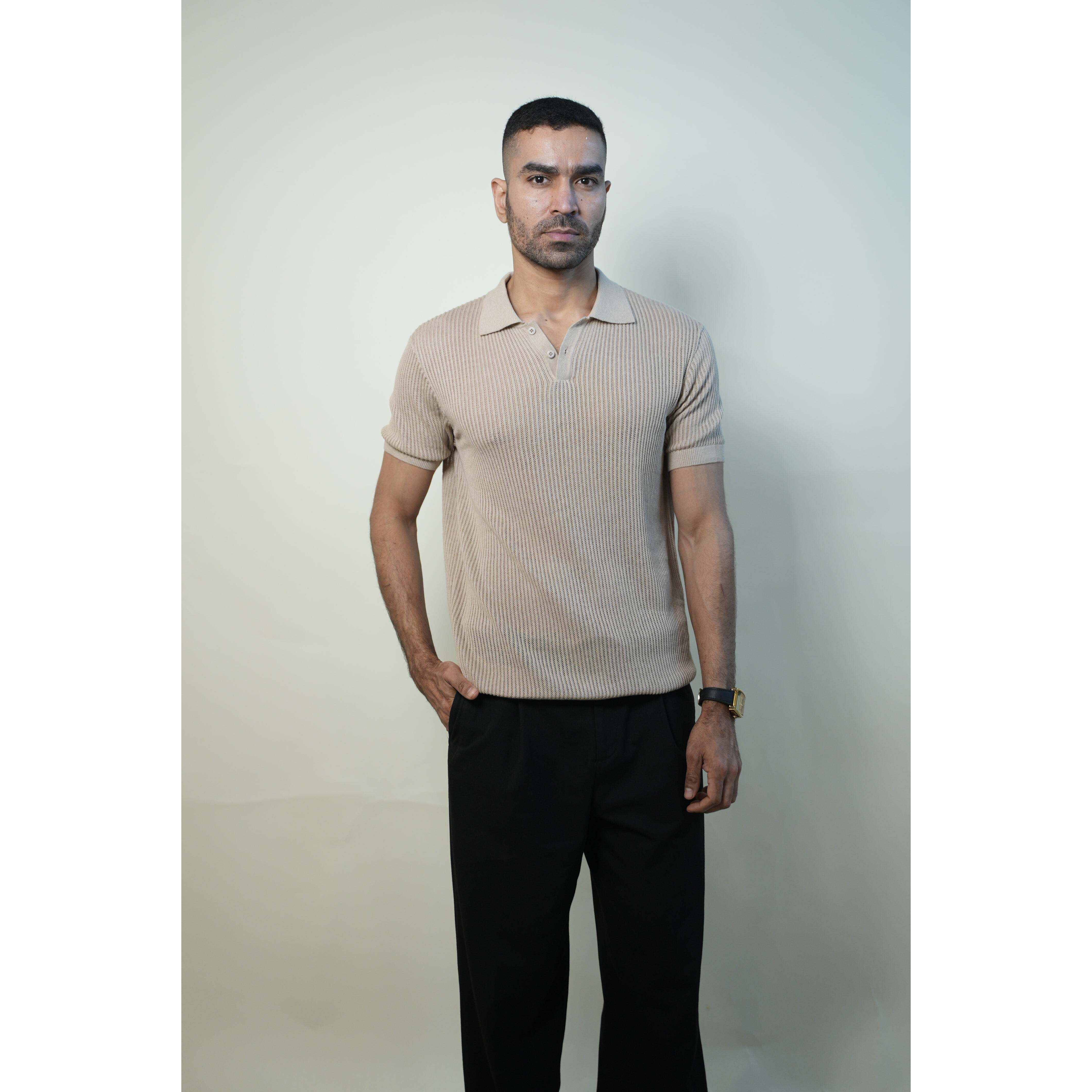 J Collar AeroLinear Flat Knit Polo