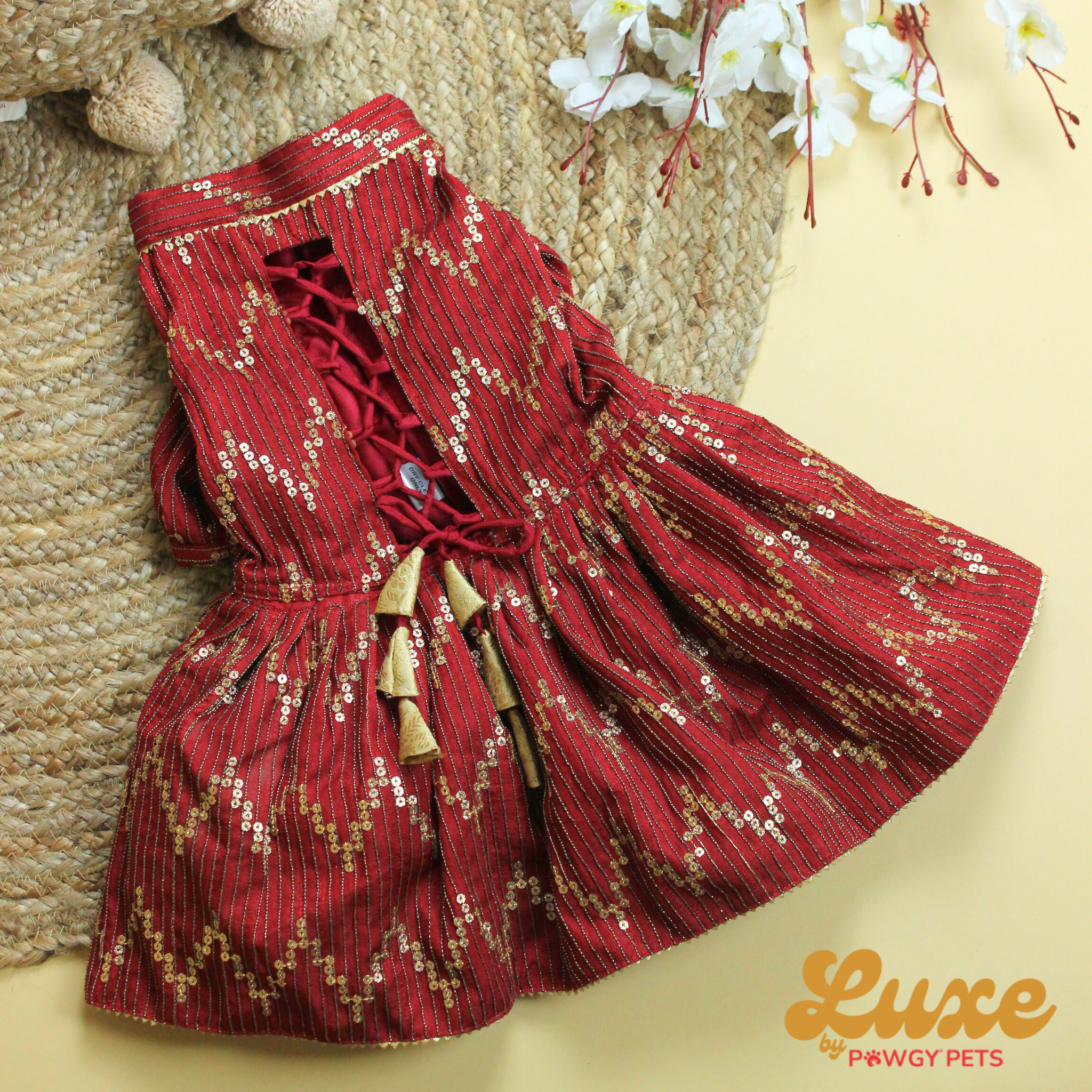 Bridal Maroon Lehenga Dress | Luxe Collection | Pawgy Pets