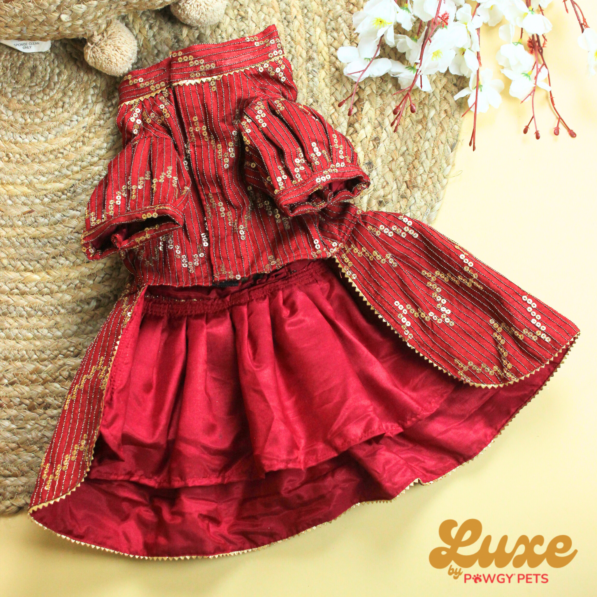 Bridal Maroon Lehenga Dress | Luxe Collection | Pawgy Pets