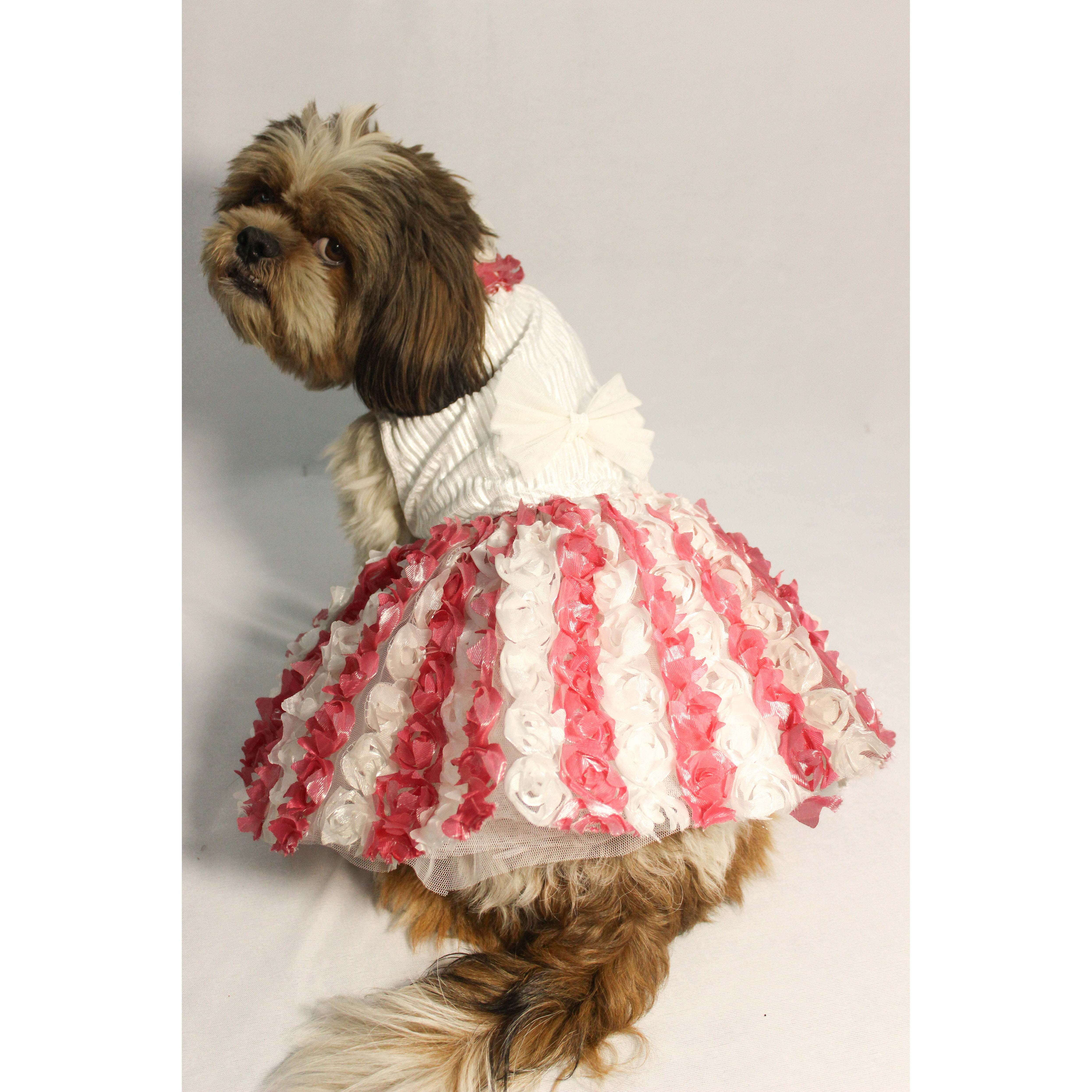 Silver Pink Floral Tutu Dress | Luxe Collection | Pawgy Pets