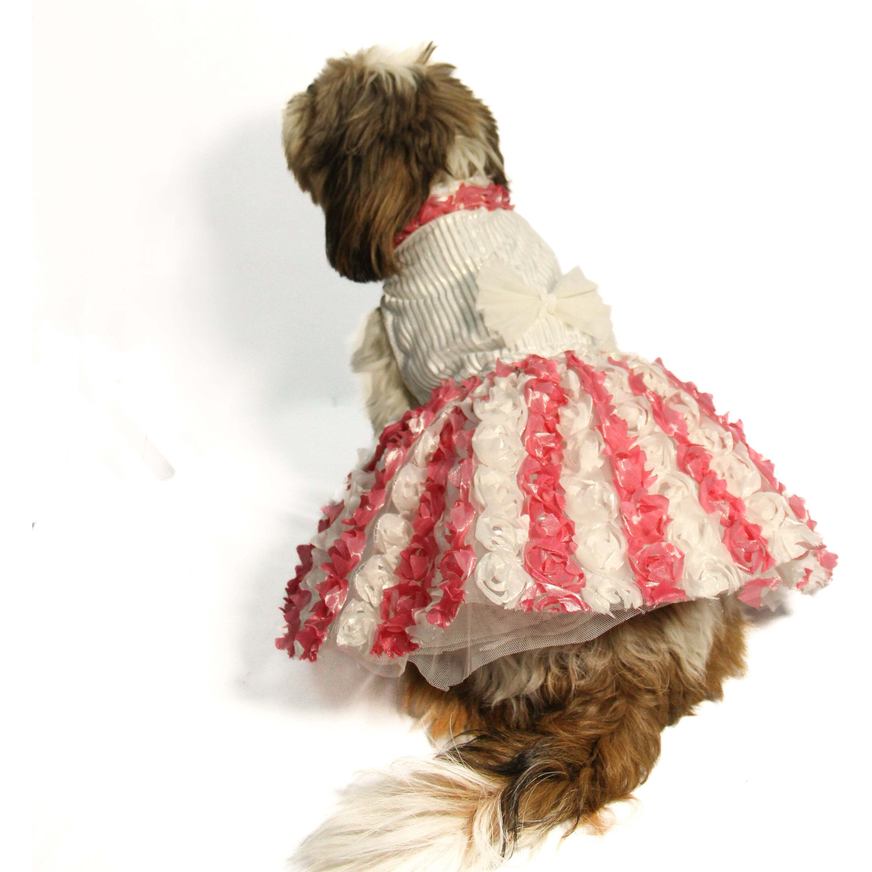 Silver Pink Floral Tutu Dress | Luxe Collection | Pawgy Pets